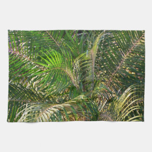 Sunset Lit Palm Fronds Tropical Tea Towel