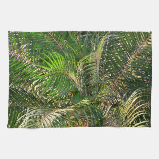 Sunset Lit Palm Fronds Tropical Tea Towel