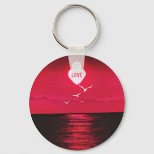 Sunset Love Heart Romantic Keychain