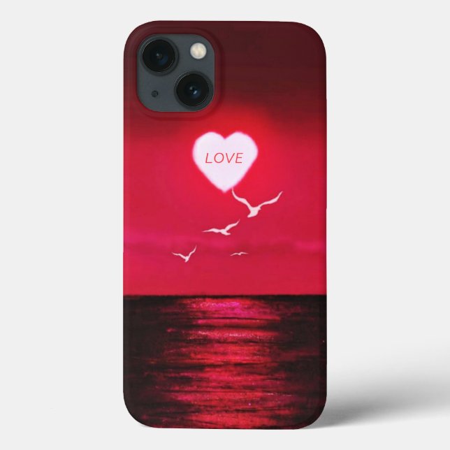 Sunset Love - Romantic Black Red - Add Your Name Case-Mate iPhone Case (Back)
