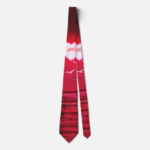 Sunset Love Romantic Black Red Neck Tie