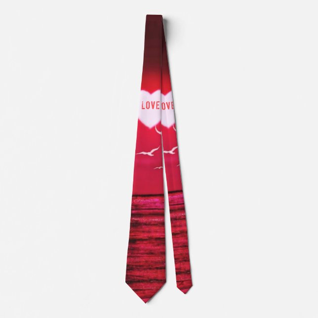 Sunset Love Romantic Black Red Neck Tie (Front)