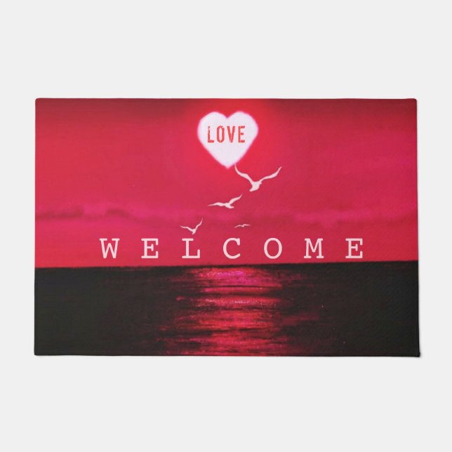 Sunset Love - Welcome - Customisable Doormat (Front)