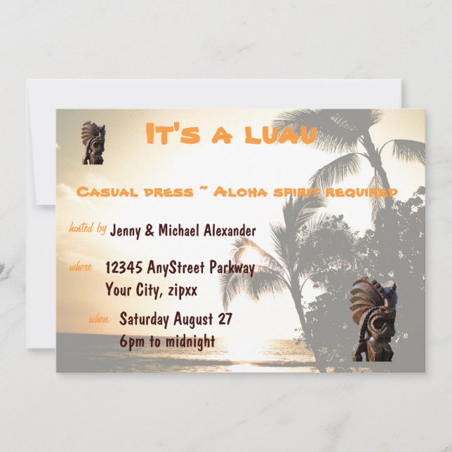 Sunset Luau Party Invitation (Front)