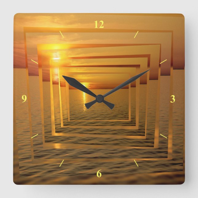 Sunset Madness Square Wall Clock (Front)