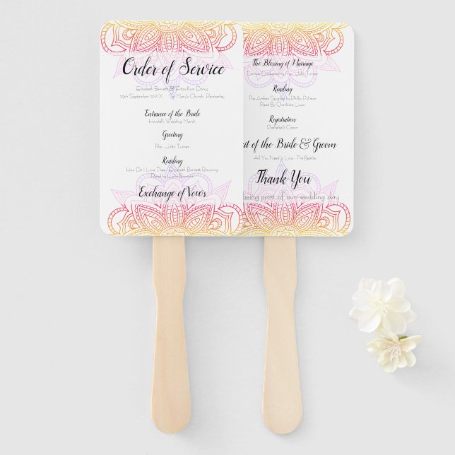 Sunset Mandala Order Of Service Fan (Front and Back)