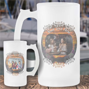 Sunset Marina Friends 2584 Frosted Glass Beer Mug