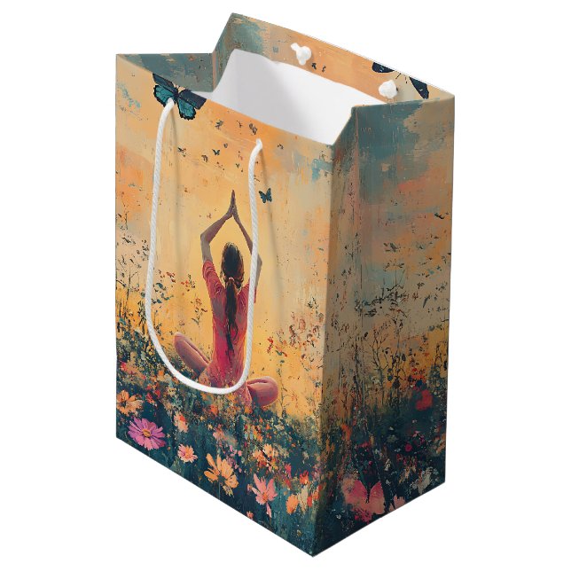 Sunset Meadow Meditation with Butterflies (1) Medium Gift Bag (Front Angled)