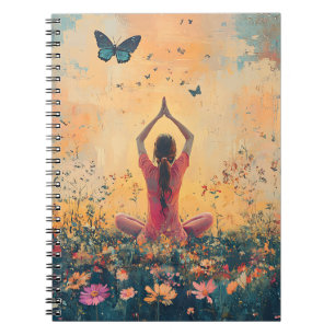 Sunset Meadow Meditation with Butterflies (1) Notebook