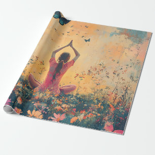 Sunset Meadow Meditation with Butterflies (1) Wrapping Paper