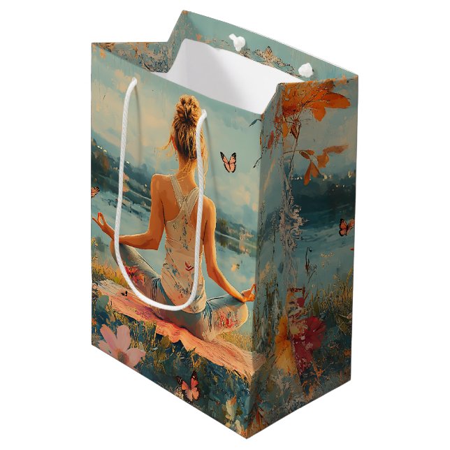 Sunset Meadow Meditation with Butterflies (2) Medium Gift Bag (Front Angled)