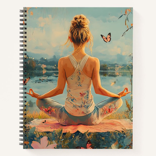 Sunset Meadow Meditation with Butterflies (2) Notebook (Front)