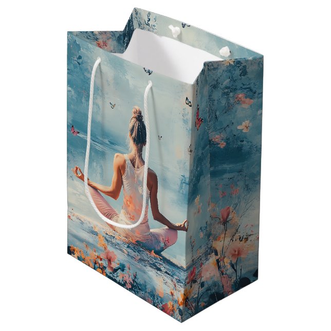 Sunset Meadow Meditation with Butterflies (3) Medium Gift Bag (Front Angled)