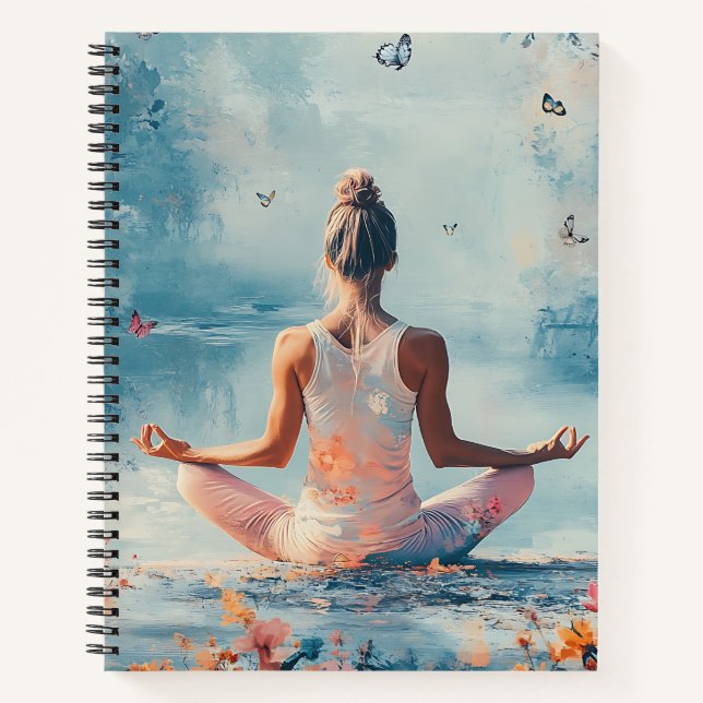 Sunset Meadow Meditation with Butterflies (3) Notebook (Front)