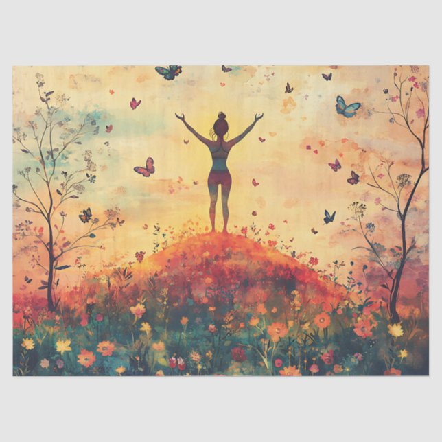 Sunset Meadow Meditation with Butterflies (4) Tissue Paper (Front)
