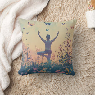 Sunset Meadow Meditation with Butterflies (7) Cushion