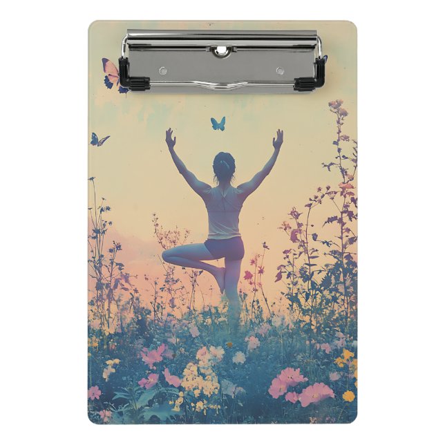Sunset Meadow Meditation with Butterflies (7) Mini Clipboard (Front)