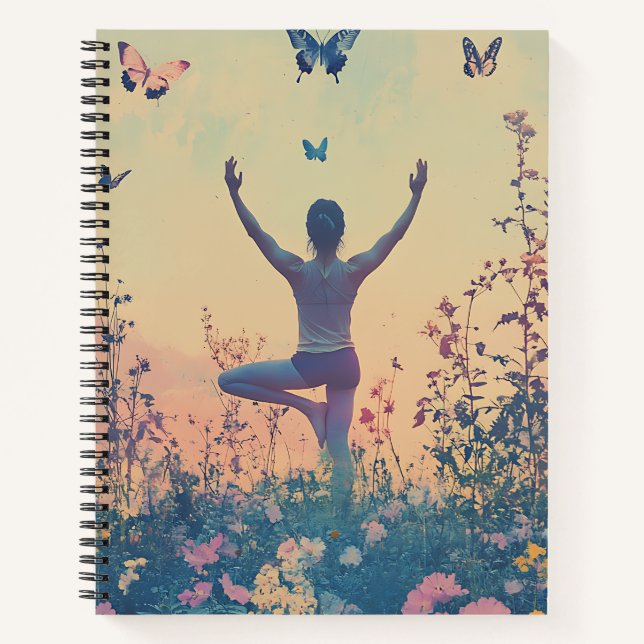 Sunset Meadow Meditation with Butterflies (7) Notebook (Front)