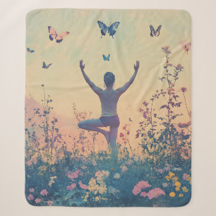 Sunset Meadow Meditation with Butterflies (7) Sherpa Blanket