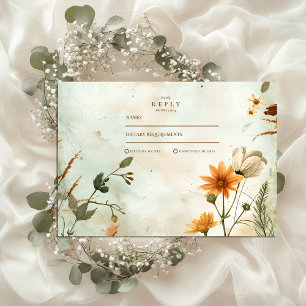 Sunset Meadow Wildflower Wedding RSVP Card