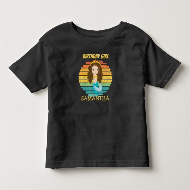 Sunset Mermaid yellow birthday  T-Shirt (Front)