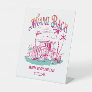 sunset miami bachelorette party pedestal sign