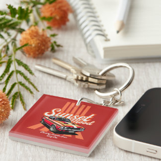 Sunset Mood Orange Aesthetic Tee Key Ring