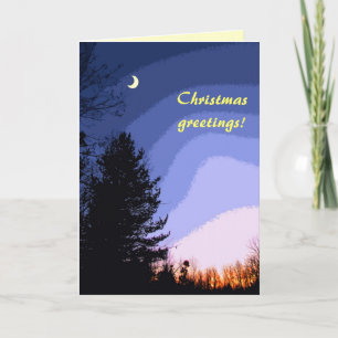 Sunset Moon Christmas Holiday Card