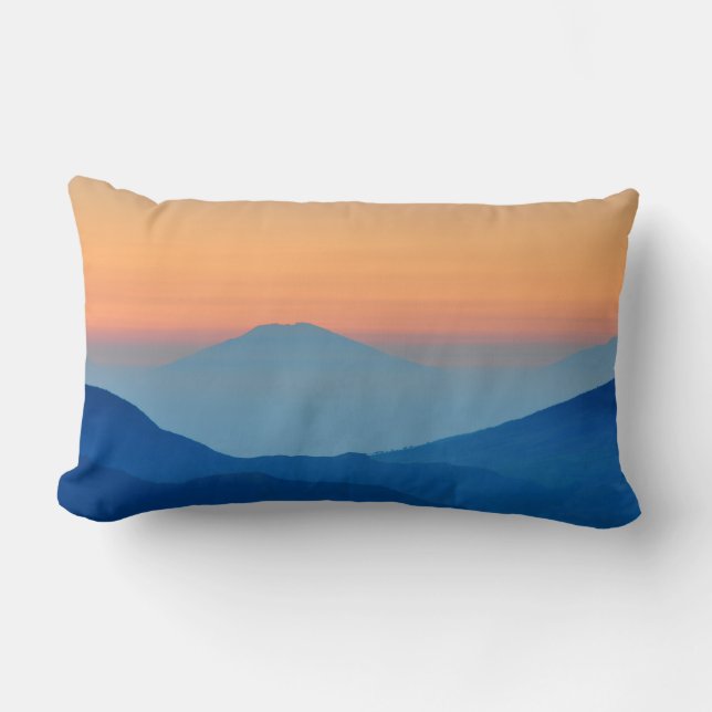 Sunset Mountain Abstract Landscape Lumbar Cushion (Front)