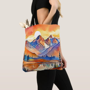 Sunset Mountain Art Design Tote Bag