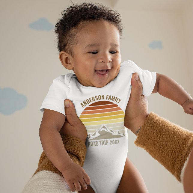 Sunset Mountain Cute Custom Family Trip Baby Bodysuit (Creator Uploaded)