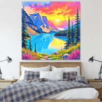 Sunset Mountain Lake Majesty Art