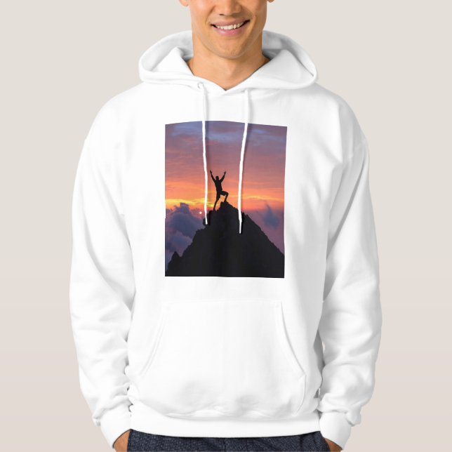 Sunset Mountain Peak Success Silhouette Hoodie (Front)