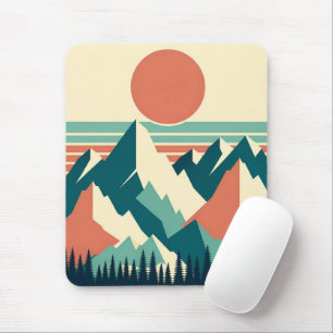 Sunset Mountain Peaks Retro Mouse Pad