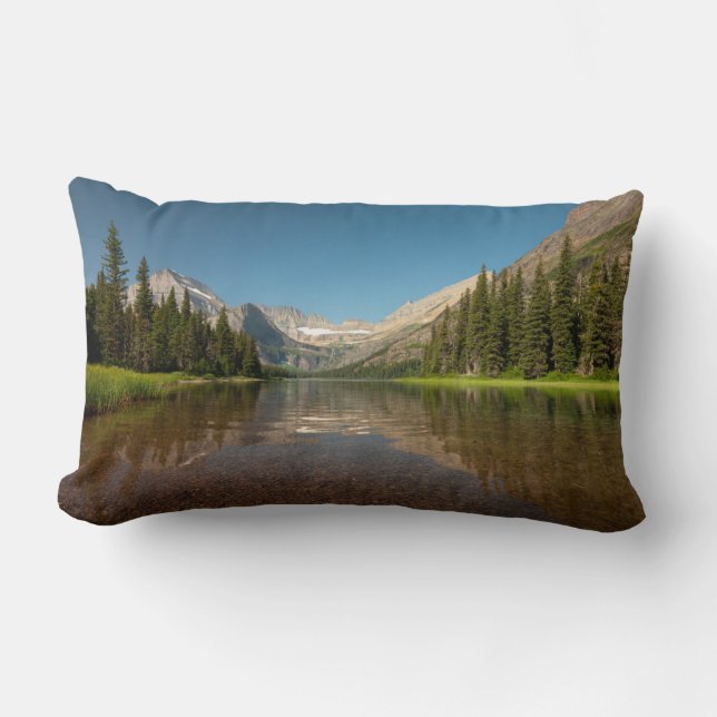 Sunset Mountain Reflection | Glacier National Park Lumbar Cushion (Front)