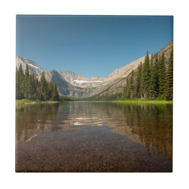 Sunset Mountain Reflection | Glacier National Park Tile (Front)