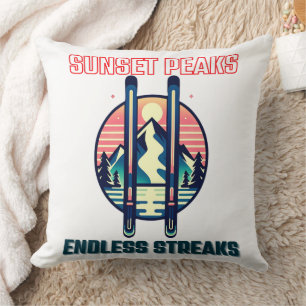 Sunset Mountain Ski Adventure Cushion