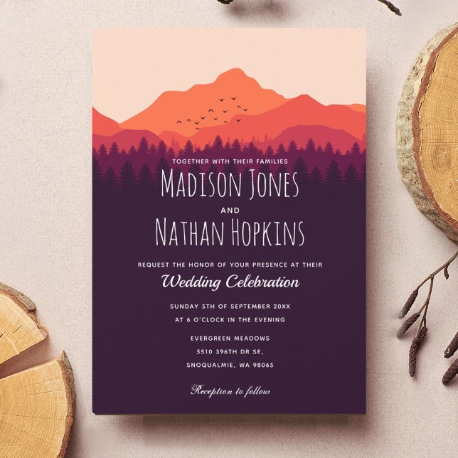 Sunset Mountain View Wedding Invitation (Creator Uploaded)
