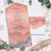 Sunset Mountain Watercolor Wedding
