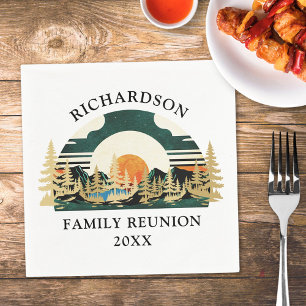 Sunset Mountains Camping Custom Family Reunion Napkin