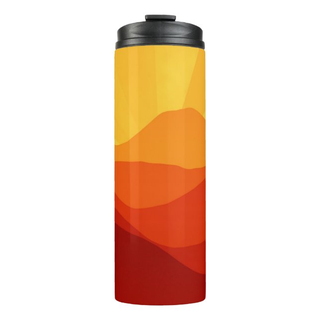 Sunset Mountains with Sunbeams Illustration -15662 Thermal Tumbler (Front)