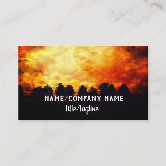 sunset nature art landscape orange and yellow business card (Front)