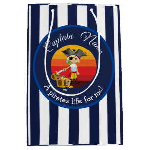 Sunset Nautical Blue Boy Party Pirate   Medium Gift Bag