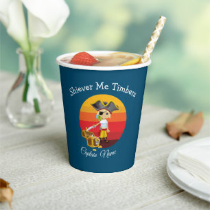 Sunset Nautical Boy Pirate Paper Cups
