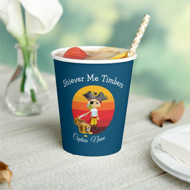 Sunset Nautical Boy Pirate   Paper Cups (Insitu)