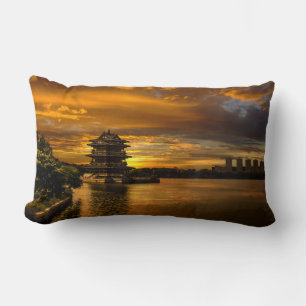 Sunset near Yixing throw pillows