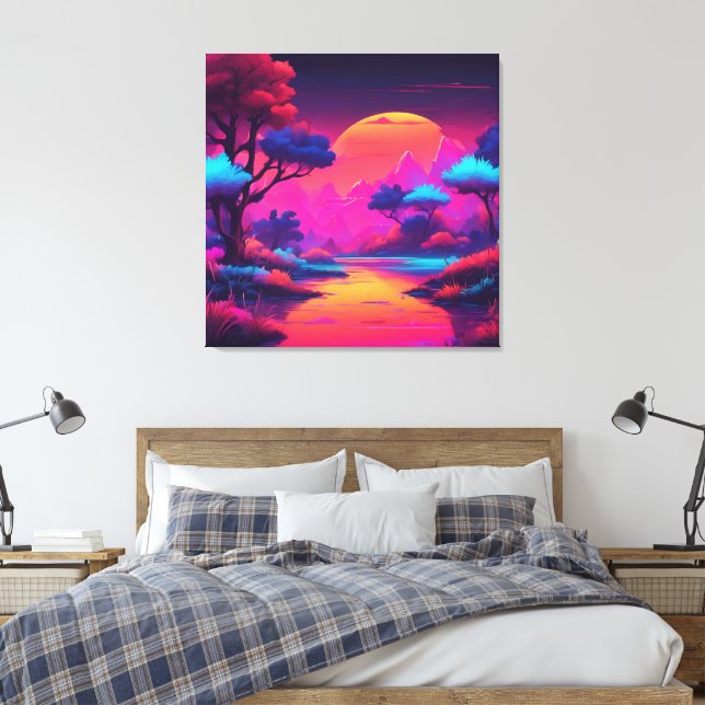 Sunset night sky AI art  Canvas Print (Insitu(Bedroom))