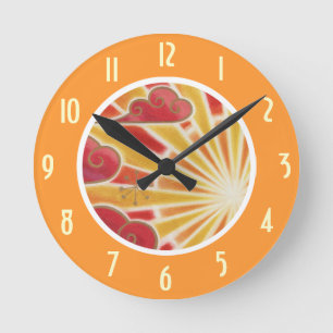 Sunset 'Numbers' clock round orange