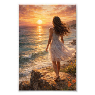 Sunset Ocean Aesthetic Photo Enlargement Print