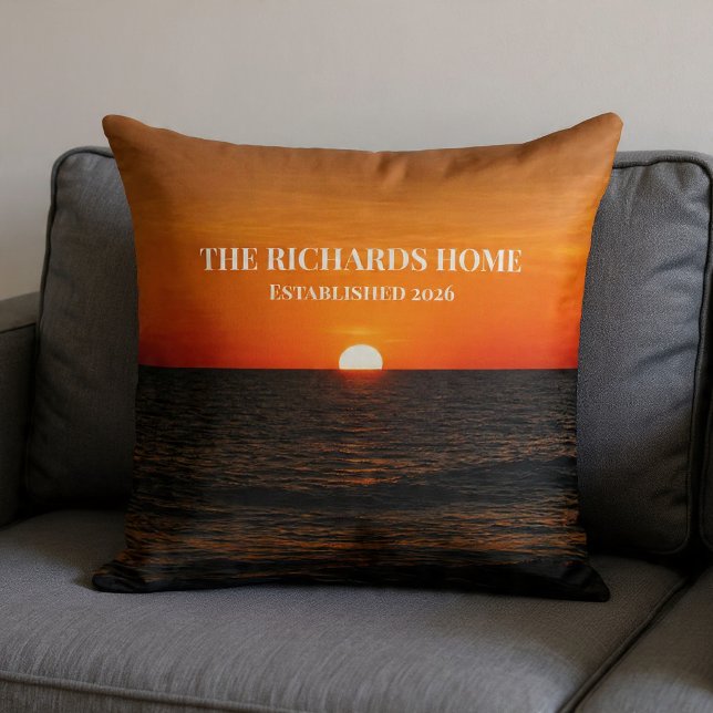 Sunset Ocean Custom Name Cushion (Creator Uploaded)